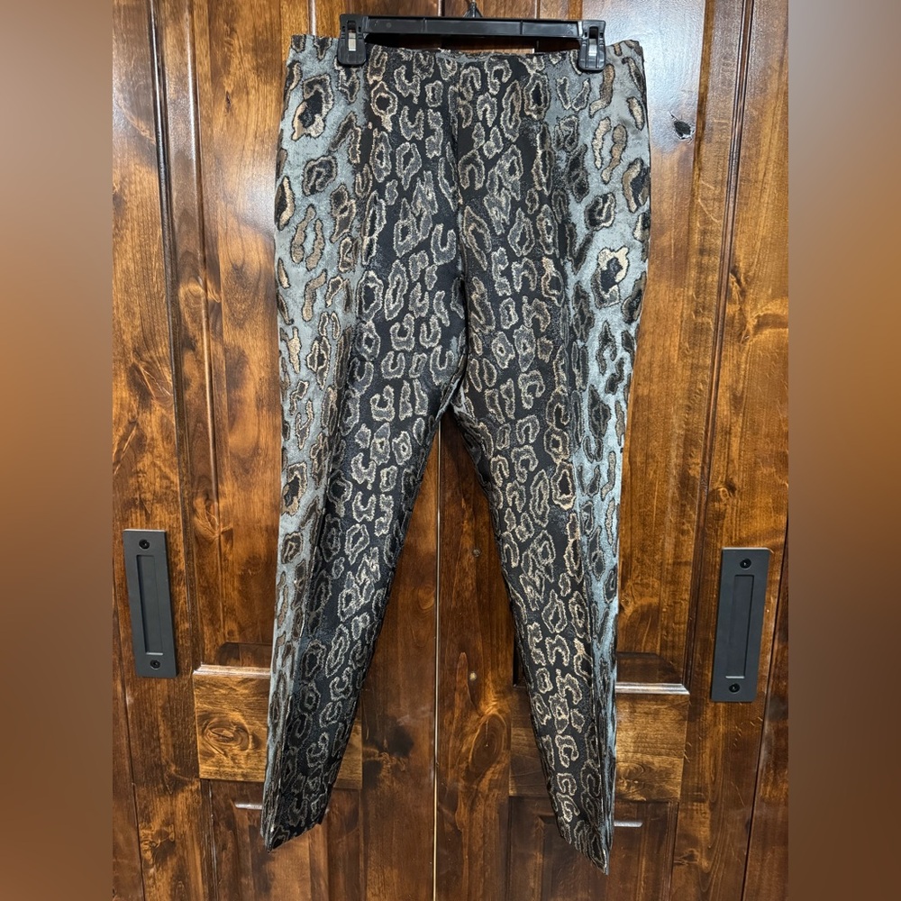 Vince Camuto Leopard Print Ankle Pants - Black and Brown